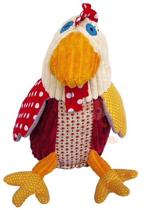 Les déglingos chikos poule original peluche rouge jaune 